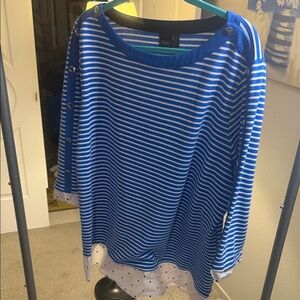 Rafaella Blue and White Striped Long Sleeve Top. Brand New!   Cute!